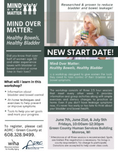 Mind Over Matter: Healthy Bowels, Healthy Bladder (MOM) @ Green County Human Services Building | Monroe | Wisconsin | United States