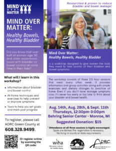 Mind Over Matter: Healthy Bowels, Healthy Bladder (MOM) @ Behring Senior Center | Monroe | Wisconsin | United States
