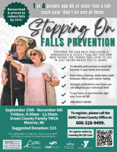 Stepping On – Falls Prevention Workshop @ Green County Family YMCA | Belleville | Wisconsin | United States