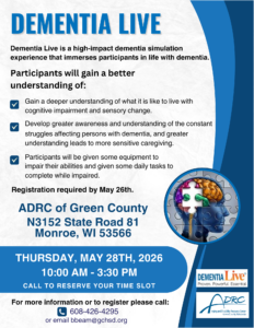 Dementia Live @ Aging and Disability Resource Center of Green County