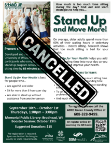 Cancelled: Stand Up for Your Health @ Memorial Public Library: Brodhead, WI | Brodhead | Wisconsin | United States